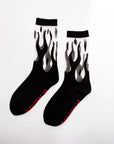 Sheer Flame Crew Socks in Black
