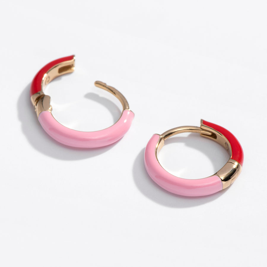 Two Tone Enamel Huggies | Reversible Hoop Earrings | Larissa Loden