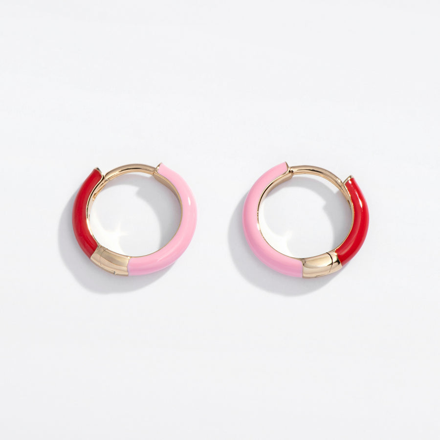 Two Tone Enamel Huggies | Reversible Hoop Earrings | Larissa Loden