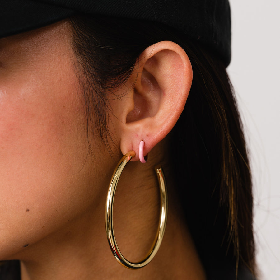 Two Tone Enamel Huggies | Reversible Hoop Earrings | Larissa Loden