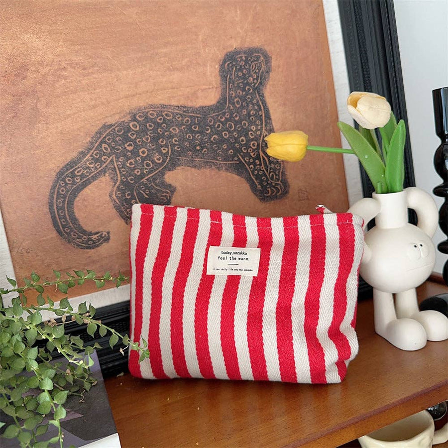 Red Striped Canvas Bag