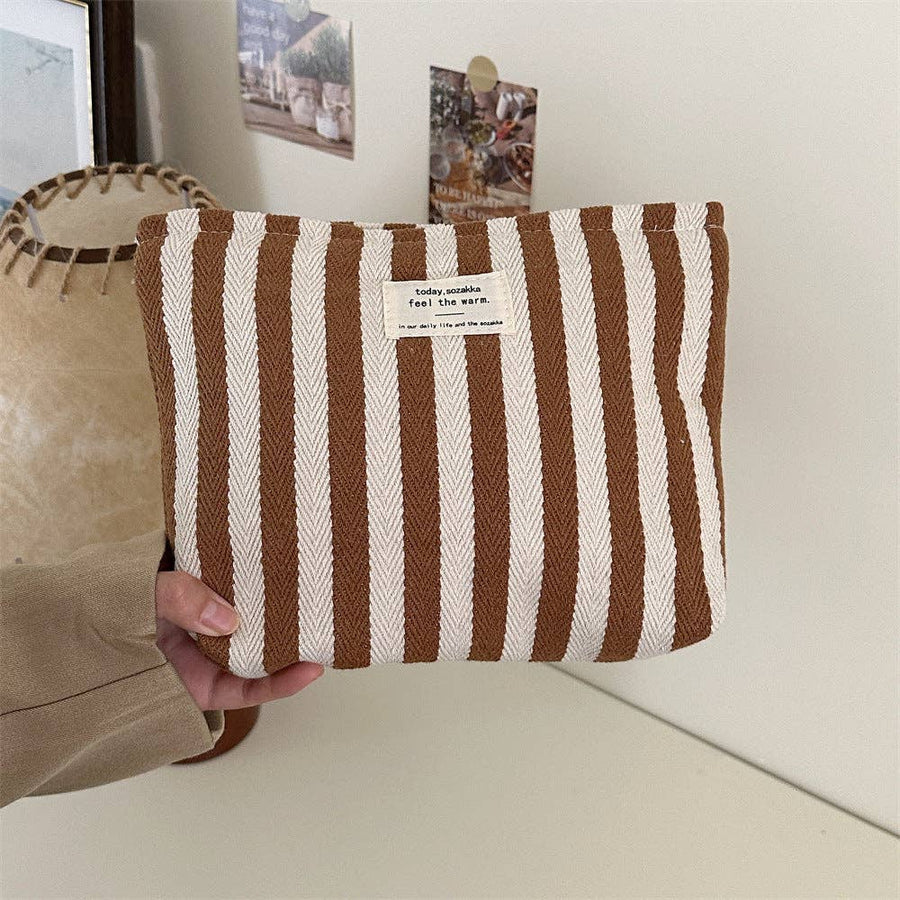 Brown Striped Canvas Bag