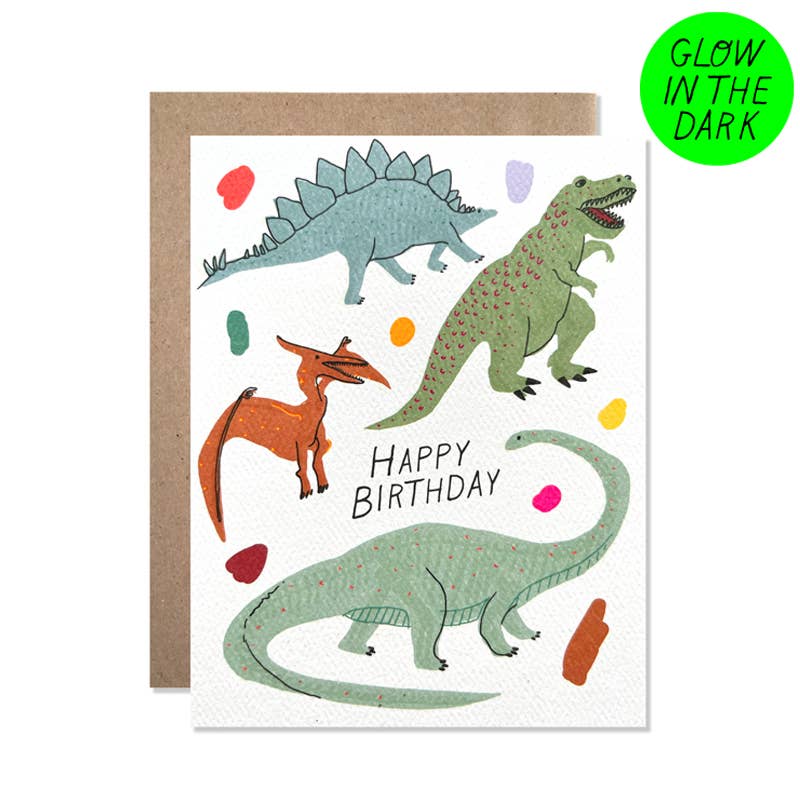 Glow in the Dark Dinosaurs Birthday Card by Hartland Cards