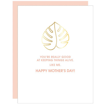 Keeping Me Alive Mother's Day Monstera Paper Clip Card by Chez Gagné
