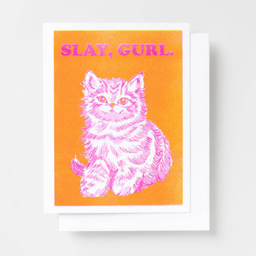 Slay Gurl Kitten Celebration Card by Yellow Owl Workshop