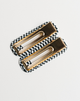 Tortoise Hair Clip Duo in Black & White Check by NAT + NOOR