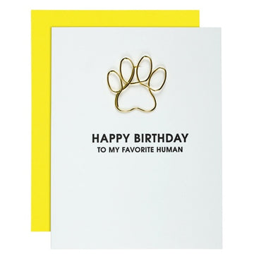 Favorite Human Birthday Paw Print Paperclip Card by Chez Gagné