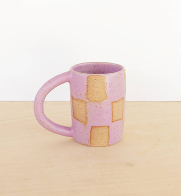 Checkerboard Ceramic Mug in Lilac by Nightshift Ceramics