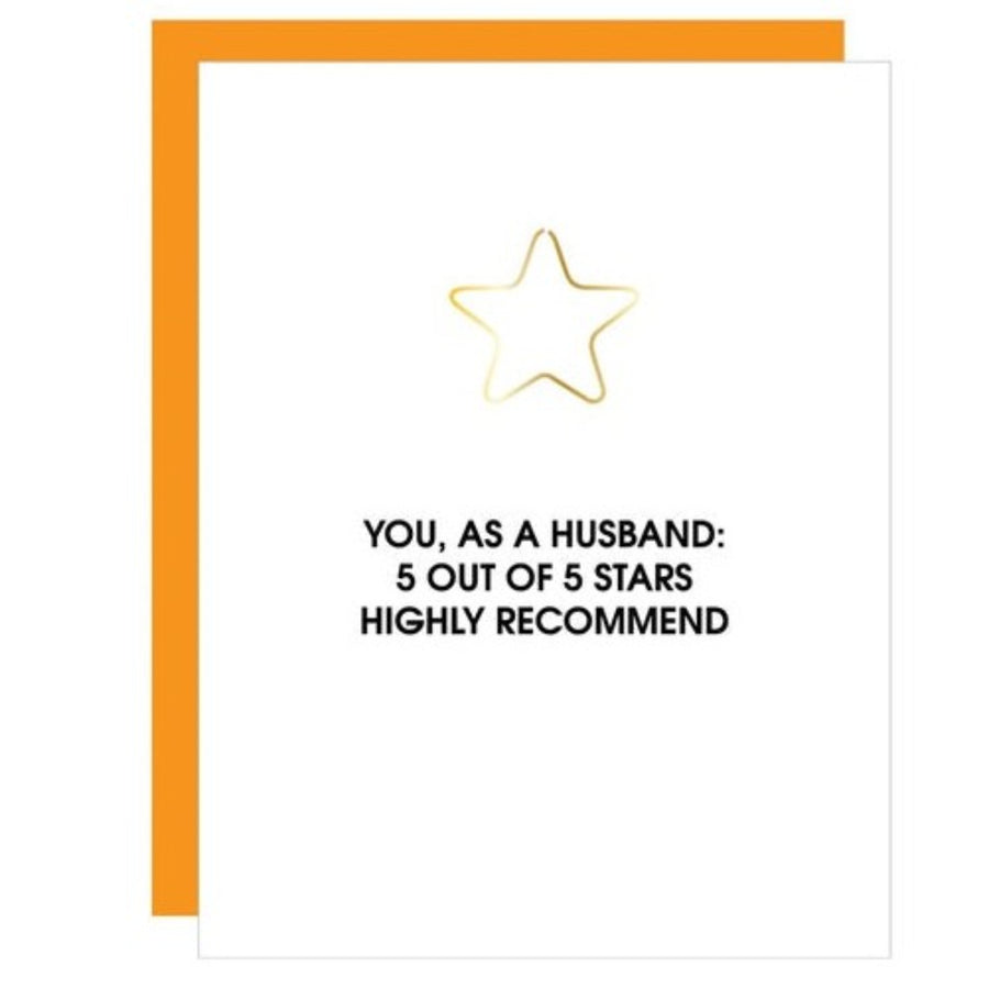 5 Star Husband Star Paperclip Card by Chez Gagné