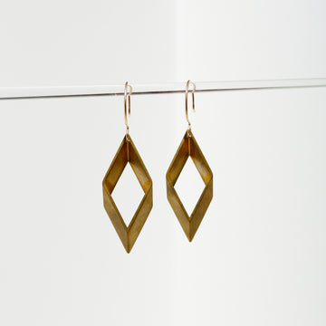 Open Brass Diamond Earrings