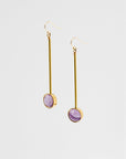Larissa Loden Jewelry, Handmade in MN. Aberrant Earrings, Brass bar components paired with matte gemstone beads. Earrings are approx. 3 inches long. Gold filled ear wires.