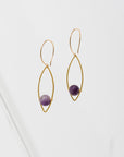 Larissa Loden Jewelry, Handmade in MN. Georgia Earrings, Mini gemstone beads accented with brass leaf-shaped component. Earrings are approx. 2 inches long. Nickel free ear wires.