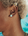 Teal Circle Post Earrings