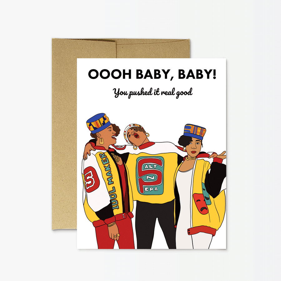 Salt N Pepa Push It Baby Card by Party Mountain Paper