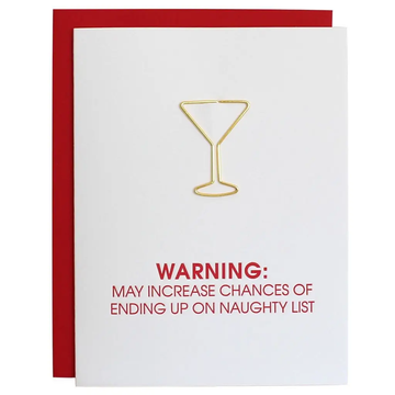 Naughty List Warning Paper Clip Letterpress Card by Chez Gagné