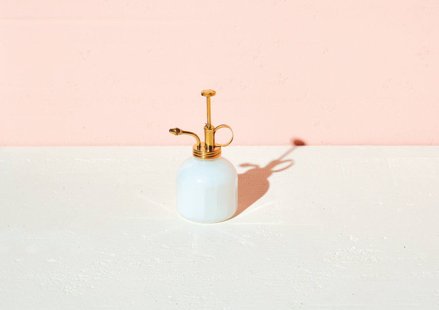 White Glass & Brass Mister by Modern Sprout